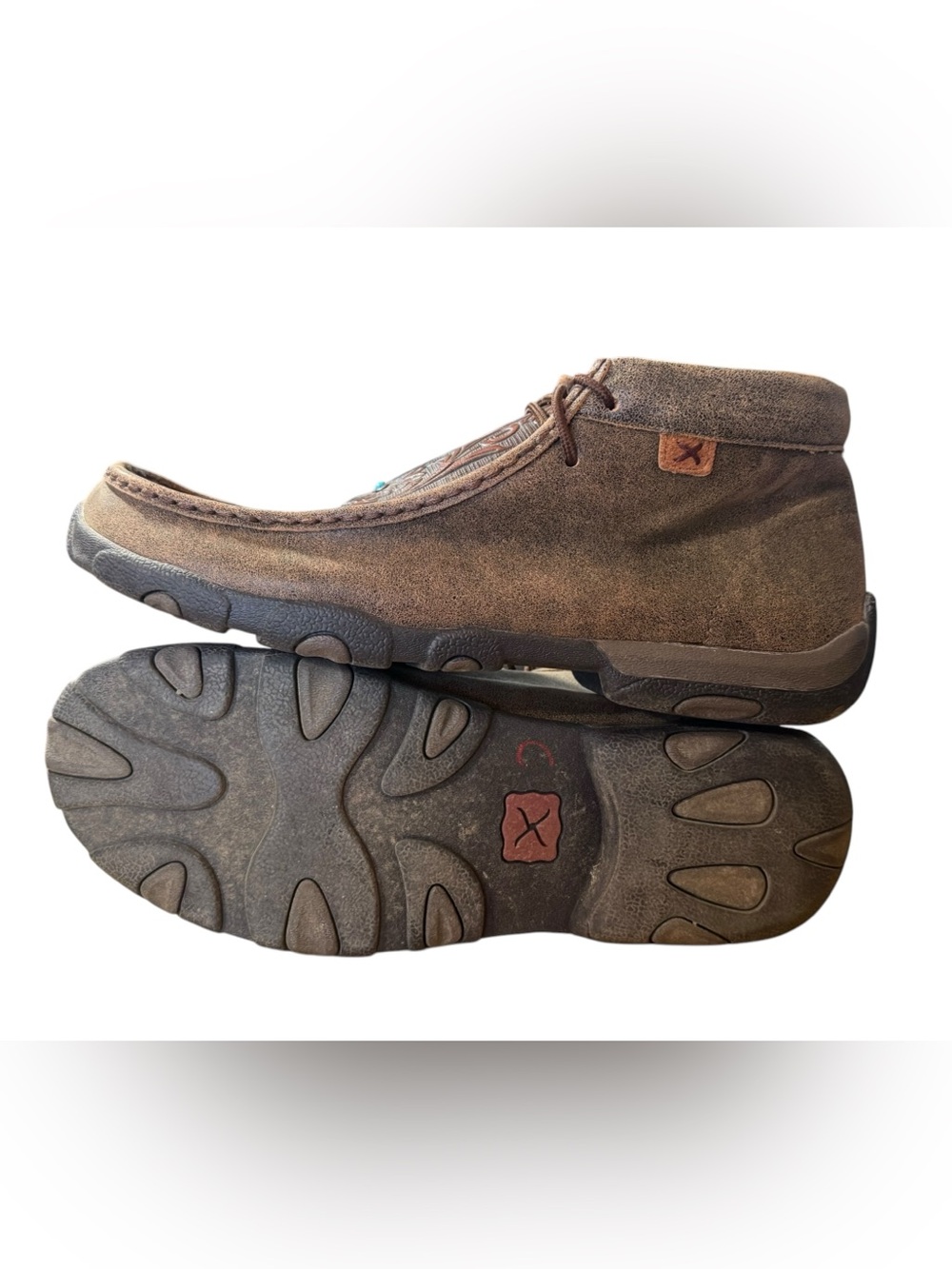 Twisted X Tooled Chukka Driving Moc Shoes Brown WDM0081 Women's Size 9.5